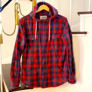 Cotton plaid hooded jacket, men’s size S